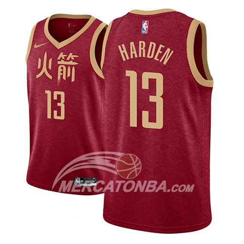 Maglia NBA Houston Rockets James Harden Ciudad 2018-19 Rosso